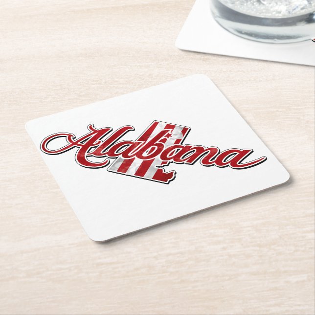 Posavasos Cuadrado De Papel Esquema de estado de Alabama (En perspectiva)