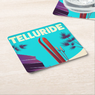 Posavasos Cuadrado De Papel Esquí Telluride Montañas Rocosas