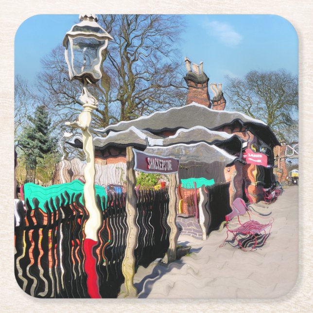 POSAVASOS CUADRADO DE PAPEL ESTACIÓN DE TREN ANTIGUA (Anverso)