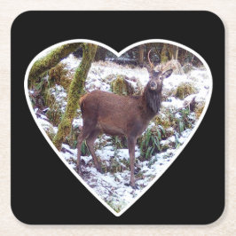 Posavasos Cuadrado De Papel Estadio de ciervo rojo en la montaña rusa de papel