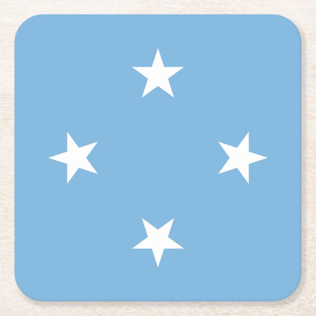 Posavasos Cuadrado De Papel Estados Federados de Micronesia Bandera (Anverso)