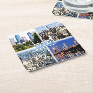 Posavasos Cuadrado De Papel Estados Unidos Texas - Centro de Houston - Centro 