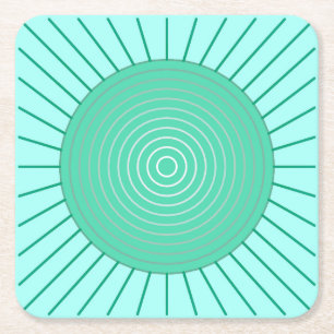 Posavasos Cuadrado De Papel Estallido geométrico moderno - Aqua y verde espuma