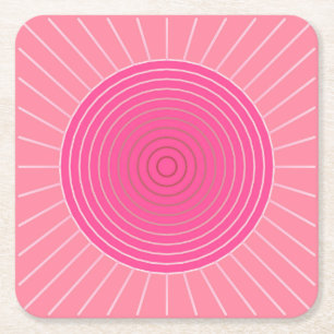 Posavasos Cuadrado De Papel Estallido geométrico moderno - Tonos de rosa coral