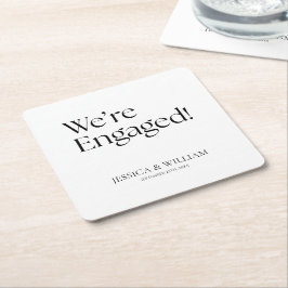 Posavasos Cuadrado De Papel Estamos comprometidos Fiesta de compromiso minimal