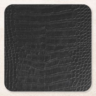 Posavasos Cuadrado De Papel Estampado de cuero de cocodrilo caimán negro falso