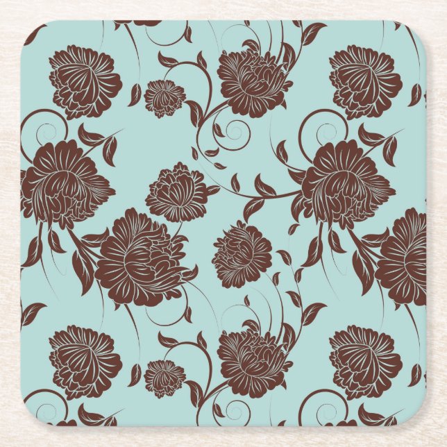Posavasos Cuadrado De Papel Estampado de flores 13 (Anverso)