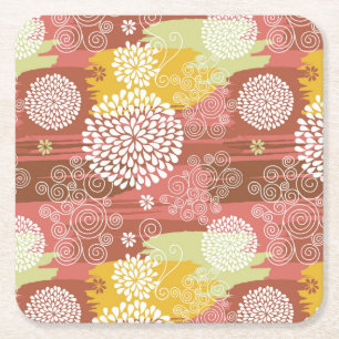Posavasos Cuadrado De Papel Estampado de flores 2