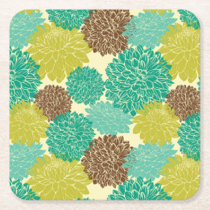 Posavasos Cuadrado De Papel Estampado de flores 2