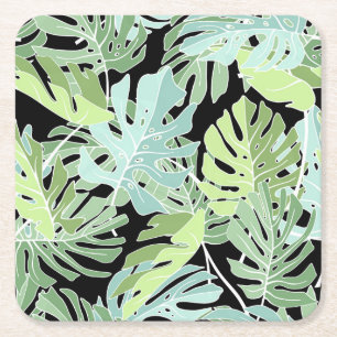 Posavasos Cuadrado De Papel Estampado de flores 2 de la selva