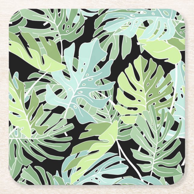 Posavasos Cuadrado De Papel Estampado de flores 2 de la selva (Anverso)