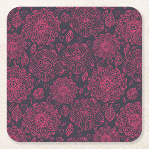 Posavasos Cuadrado De Papel Estampado de flores 5