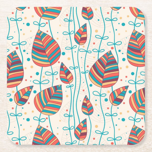 Posavasos Cuadrado De Papel Estampado de flores 5 2 (Anverso)