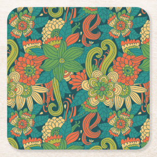 Posavasos Cuadrado De Papel Estampado de flores del verano