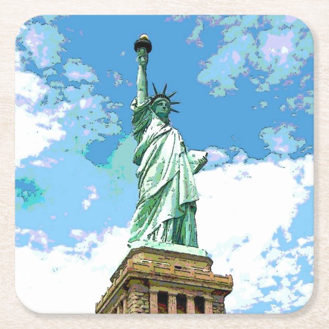 Posavasos Cuadrado De Papel Estatua de la Libertad (Anverso)