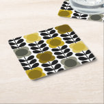 Posavasos Cuadrado De Papel Estem de flores huecas alegres de Orla Kiely, gris<br><div class="desc">¡Este patrón traería un toque tan feliz y retro a tus idiotas de casa! Imagina tu cocina y vajilla, todas decoradas con estas alegres y estilizadas flores que emergen de esos clásicos tallos de Orla Kiely. Las flores en tonos amarillos cálidos, verde aceituna tierra y gris aportan un toque de...</div>