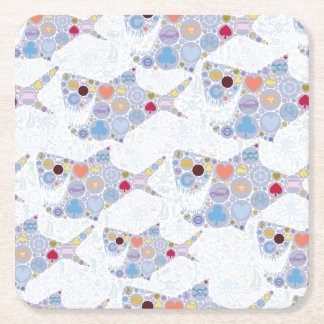 Posavasos Cuadrado De Papel estera de ratón de tiburón