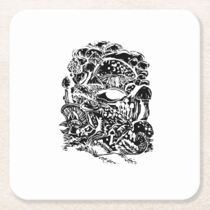 Posavasos Cuadrado De Papel Estética Cottagecore Rana Hongo Arte Goblincore