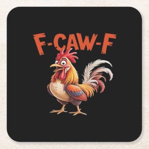 Posavasos Cuadrado De Papel Estilo Creativo Clásico de Pollo F-Caw-F