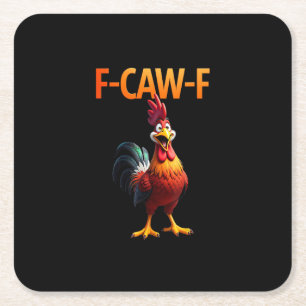 Posavasos Cuadrado De Papel Estilo gótico vintage de pollo F Caw F divertido