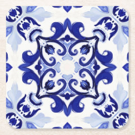 Posavasos Cuadrado De Papel Estilo italiano, azulejos,majolica Impresión todo-