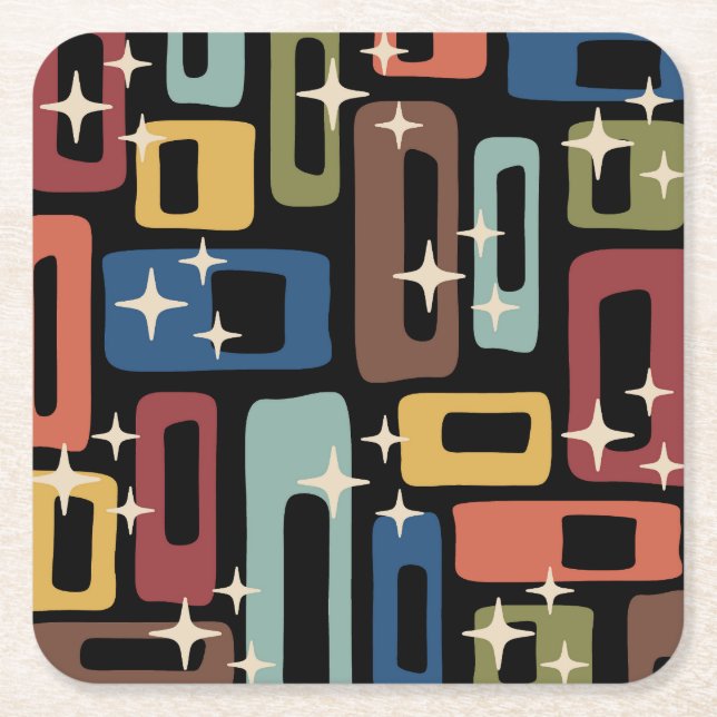 Posavasos Cuadrado De Papel Estilo moderno de mediados del siglo XX