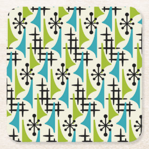 Posavasos Cuadrado De Papel Estilo moderno de mediados del siglo XX