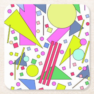 Posavasos Cuadrado De Papel Estilo retro vintage de los años 80 y 90