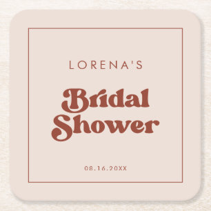 Posavasos Cuadrado De Papel Estiloso retro Peach Pink Bridal Shower