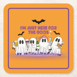 Posavasos Cuadrado De Papel Estoy aquí por la divertida Halloween de Boos