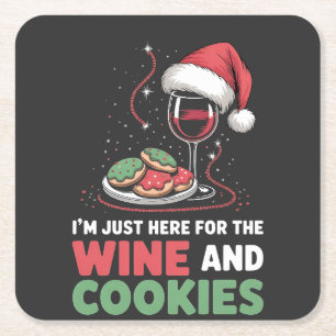 Posavasos Cuadrado De Papel Estoy Aquí Solo por el Vino y las Galletas de Navi