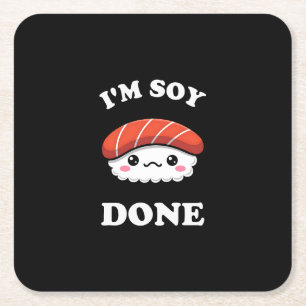 Posavasos Cuadrado De Papel Estoy soya hecho Kawaii Sushi