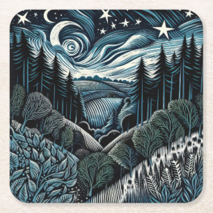 Posavasos Cuadrado De Papel Estrella