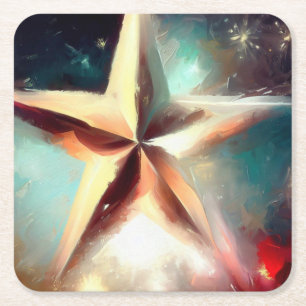 Posavasos Cuadrado De Papel Estrella 2 navidades