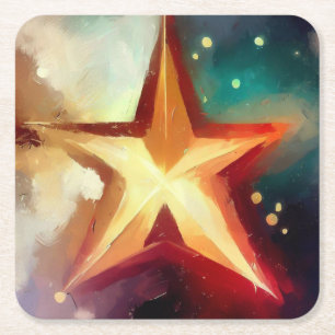 Posavasos Cuadrado De Papel Estrella 3 navidades