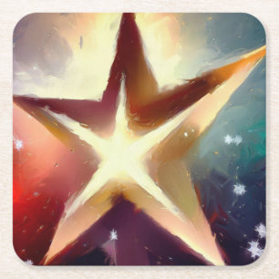 Posavasos Cuadrado De Papel Estrella 4 navidades