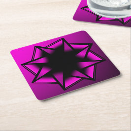 Posavasos Cuadrado De Papel Estrella de degradado rosado caliente