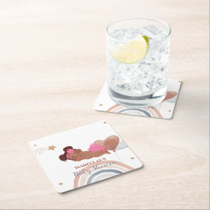 Posavasos Cuadrado De Papel Estrella lunar corta ducha de bebé en África