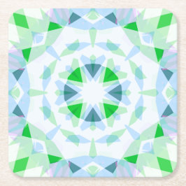 Posavasos Cuadrado De Papel Estrella mágica del cumpleaños verde azul de bonit