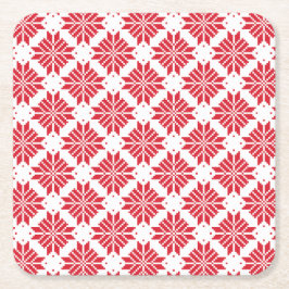 Posavasos Cuadrado De Papel Estrella nórdica Thradial rojo y blanco