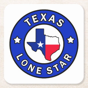 Posavasos Cuadrado De Papel Estrella solitaria de Texas