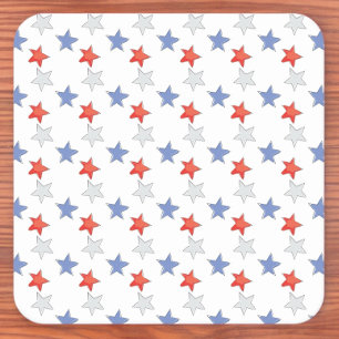 Posavasos Cuadrado De Papel Estrellas azules rojas patrióticas