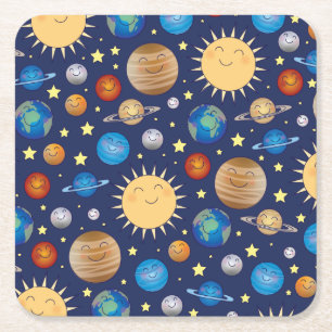 Posavasos Cuadrado De Papel Estrellas Baby Shower Galaxy Universe Space