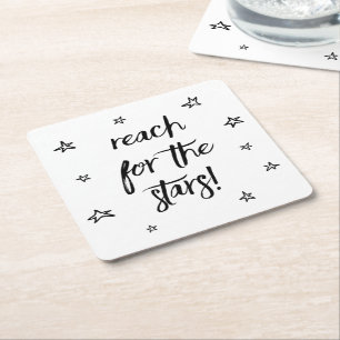 Posavasos Cuadrado De Papel Estrellas de Amor Bodas en Blanco y Negro Motivaci
