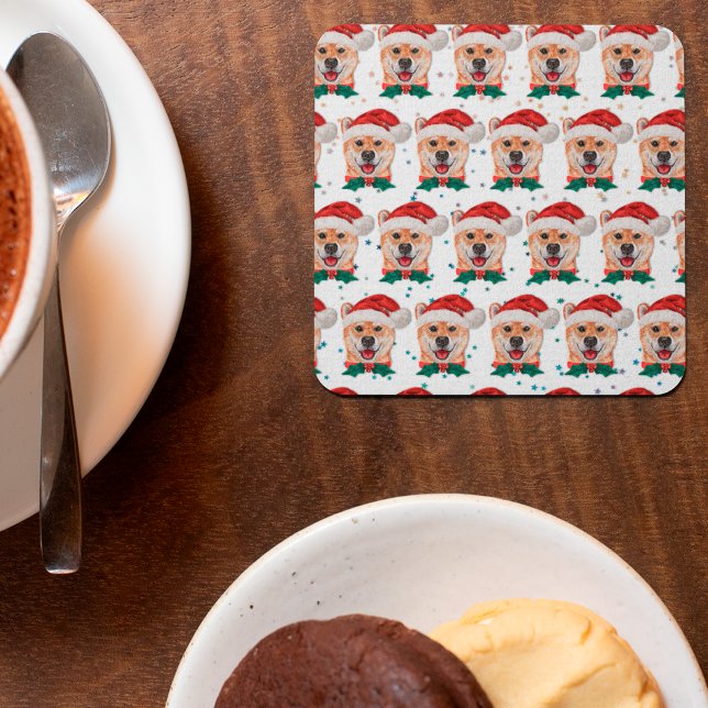 Posavasos Cuadrado De Papel Estrellas de los Navidades de raza de perro de Shi (Subido por el creador)