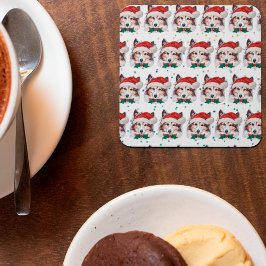 Posavasos Cuadrado De Papel Estrellas de Navidad de la raza de perro Sheltie