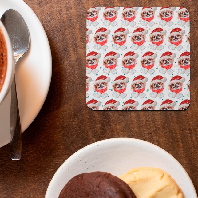 Posavasos Cuadrado De Papel Estrellas de Navidades de la raza de perro de barr (Subido por el creador)