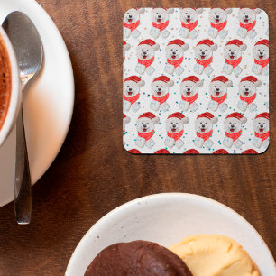 Posavasos Cuadrado De Papel Estrellas de Navidades de raza de perro