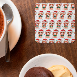 Posavasos Cuadrado De Papel Estrellas de Navidades de raza de perro Cavoodle