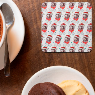 Posavasos Cuadrado De Papel Estrellas de Navidades de raza de perro de Newfypo